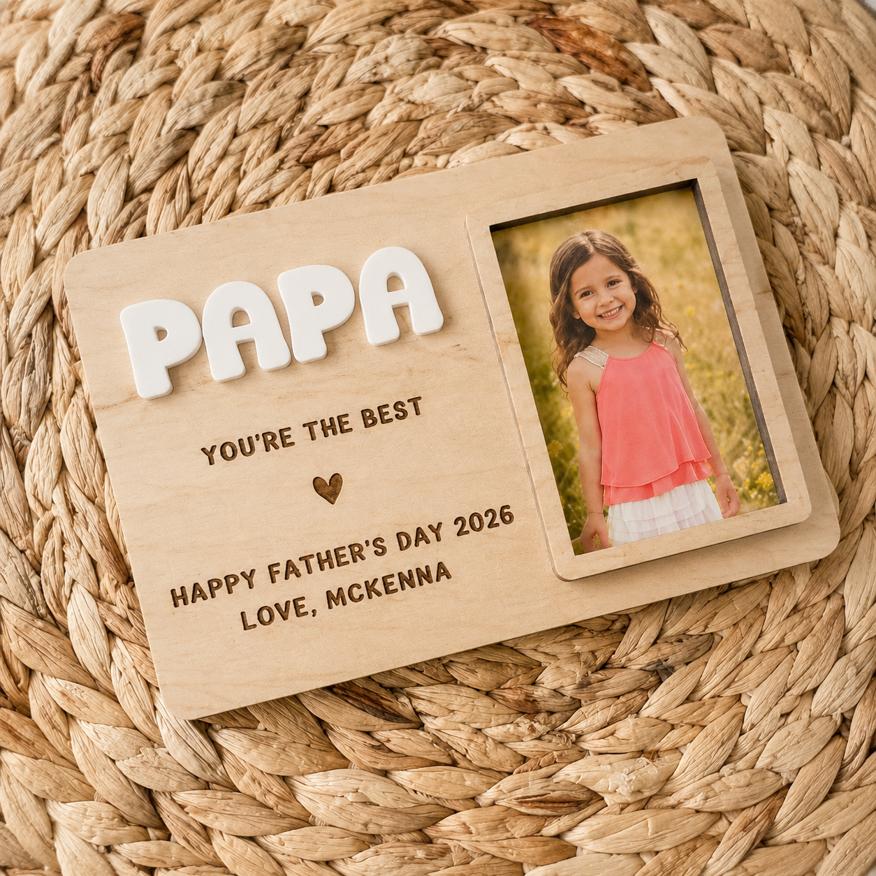 MemoryForU Personalized Wooden Photo Frame – Father’s Day & Birthday Gift