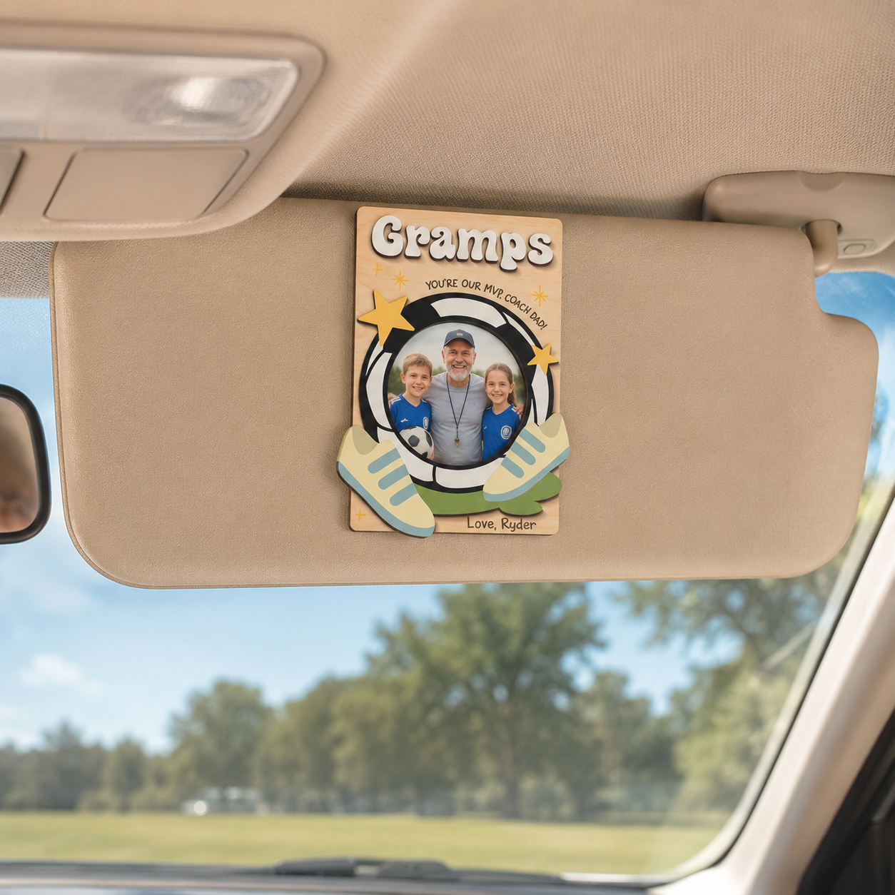 MemoryForU Treasured World Cup Soccer Custom Photo Frame for Car Sun Visor