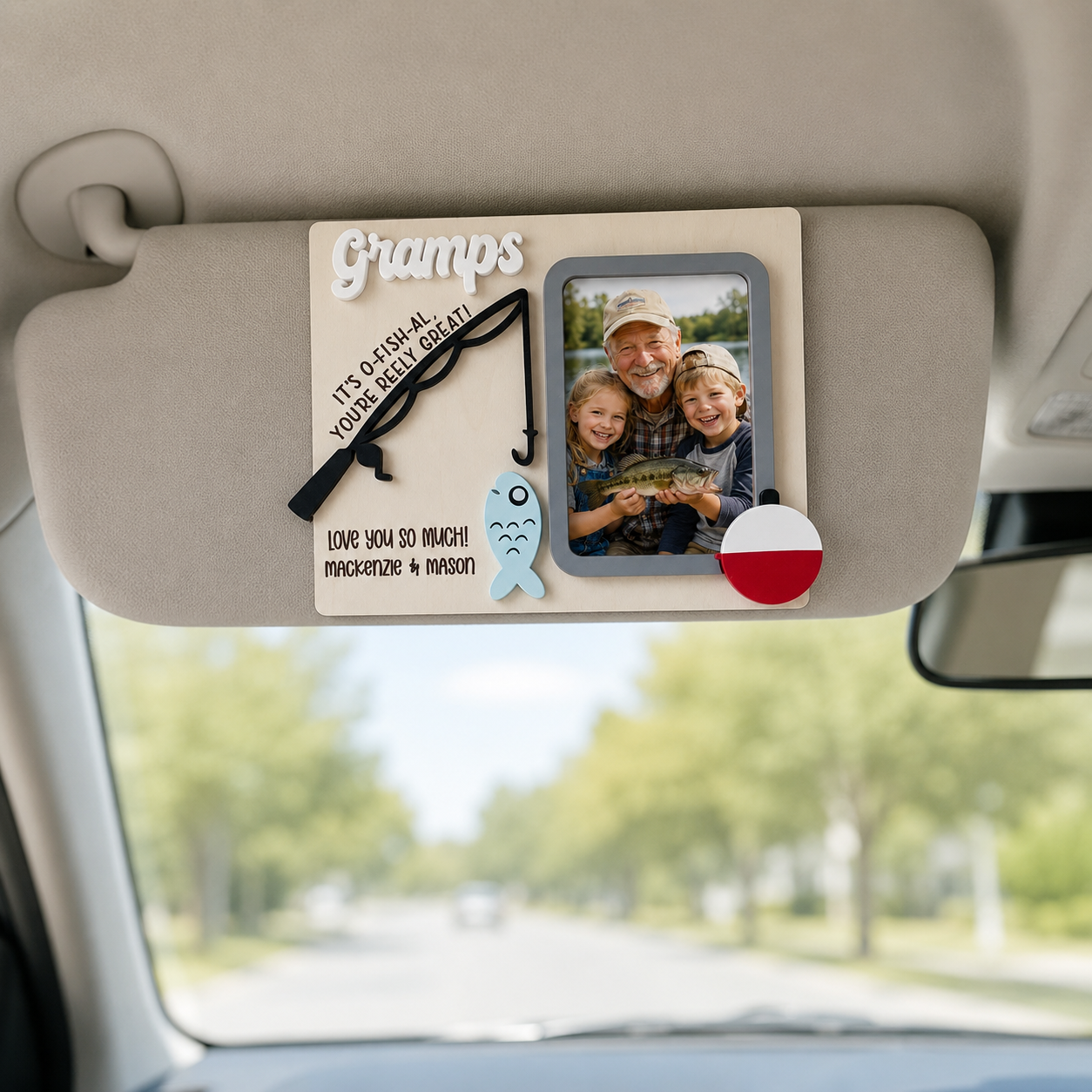 MemoryForU Father's Day Photo Frame With Strap | Father's Day Gift | Gift for Dad | Gift for Grandpa | Photo Frame | Ice Fishing | Personalized Gift