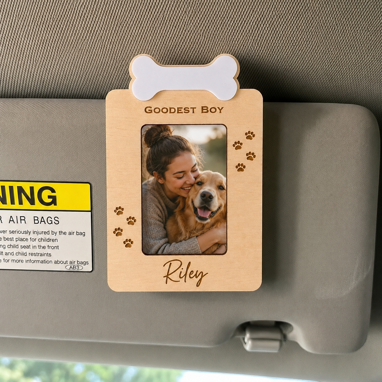 MemoryForU Lucky Dog Custom Photo Frame for Car Sun Visor