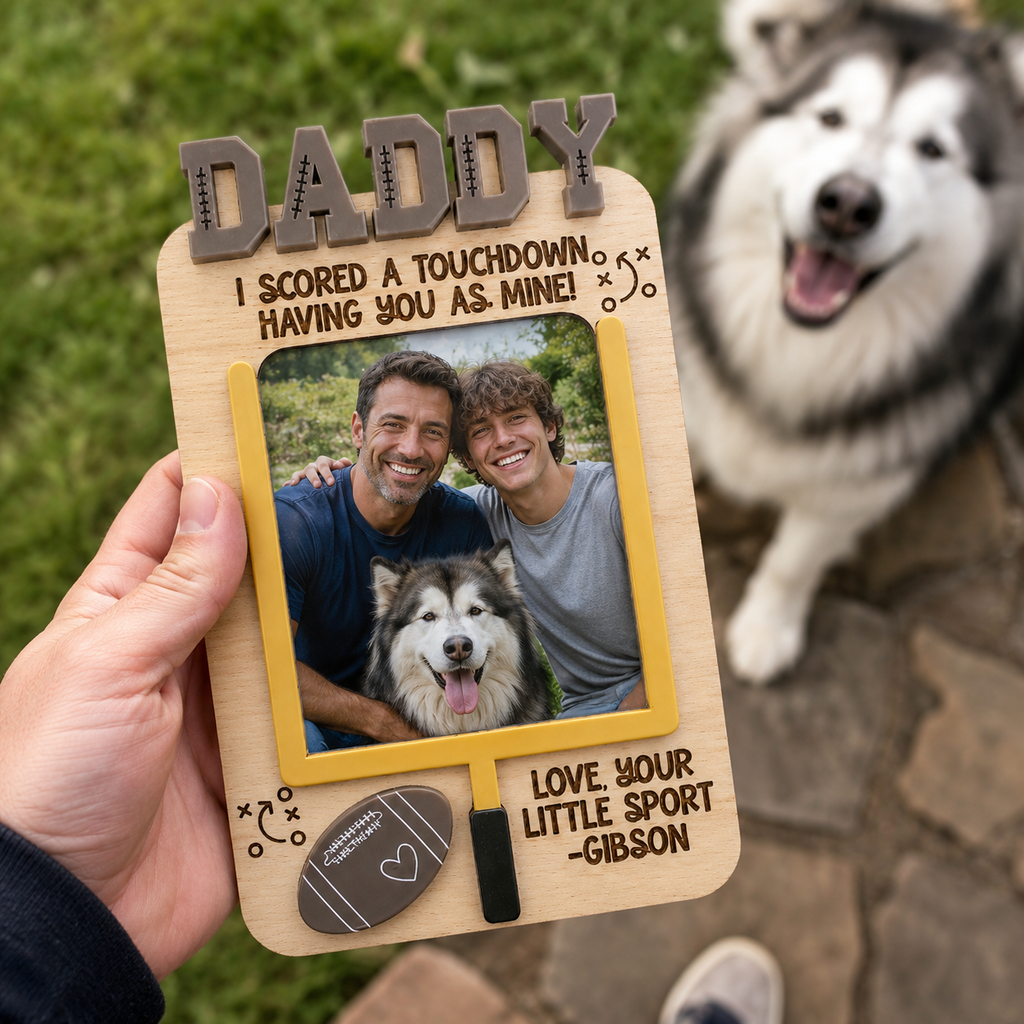 MemoryForU Treasured Football Custom Photo Frame for Car Sun Visor