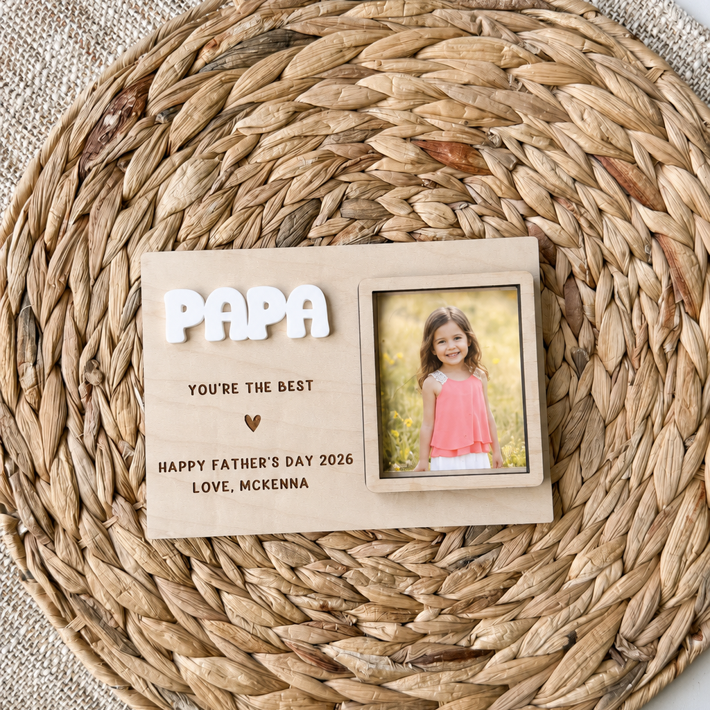 MemoryForU Personalized Wooden Photo Frame – Father’s Day & Birthday Gift