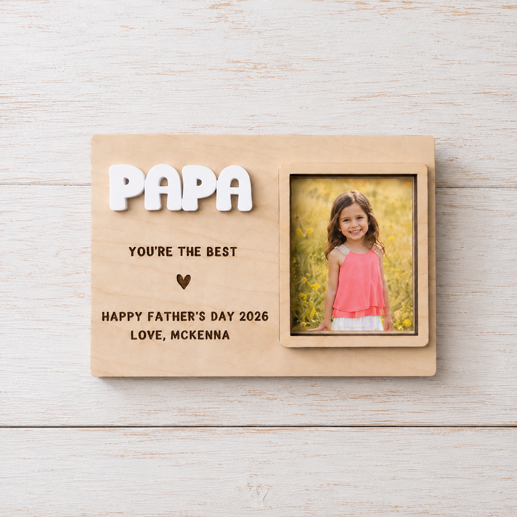 MemoryForU Personalized Wooden Photo Frame – Father’s Day & Birthday Gift