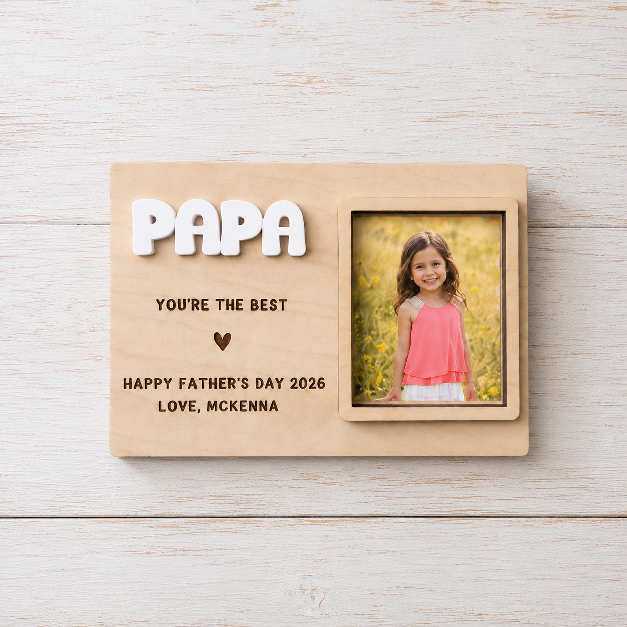 MemoryForU Personalized Wooden Photo Frame – Father’s Day & Birthday Gift