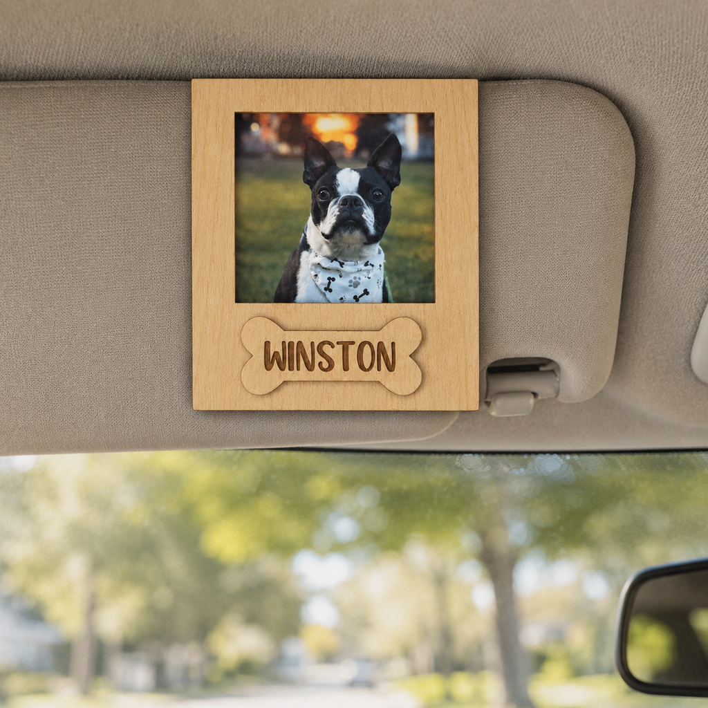 MemoryForU Lucky Bones Guardian Custom Photo Frame for Car Sun Visor