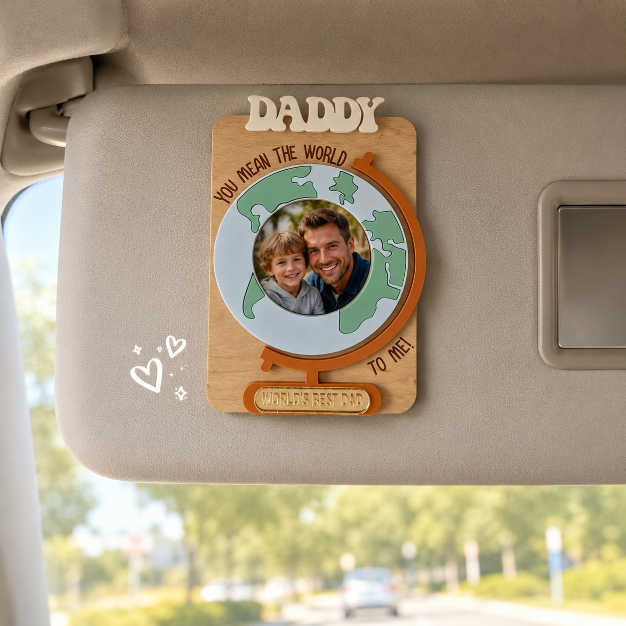 MemoryForU Personalized Wooden Dad Photo Frame with Globe Design, Custom Father’s Day Picture Keepsake, Heartfelt Gift for Dad