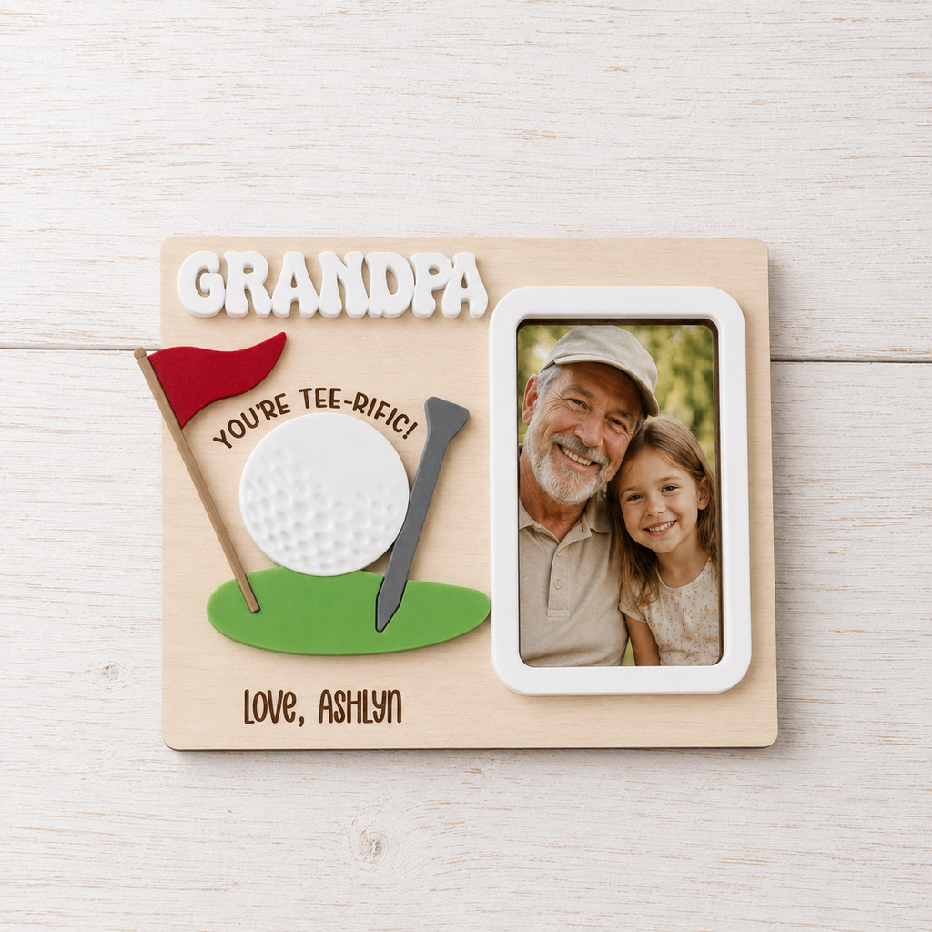 MemoryForU Father's Day Photo Frame With Strap | Father's Day Gift | Gift for Dad | Gift for Grandpa | Photo Frame | Photo Golf | Personalized Gift