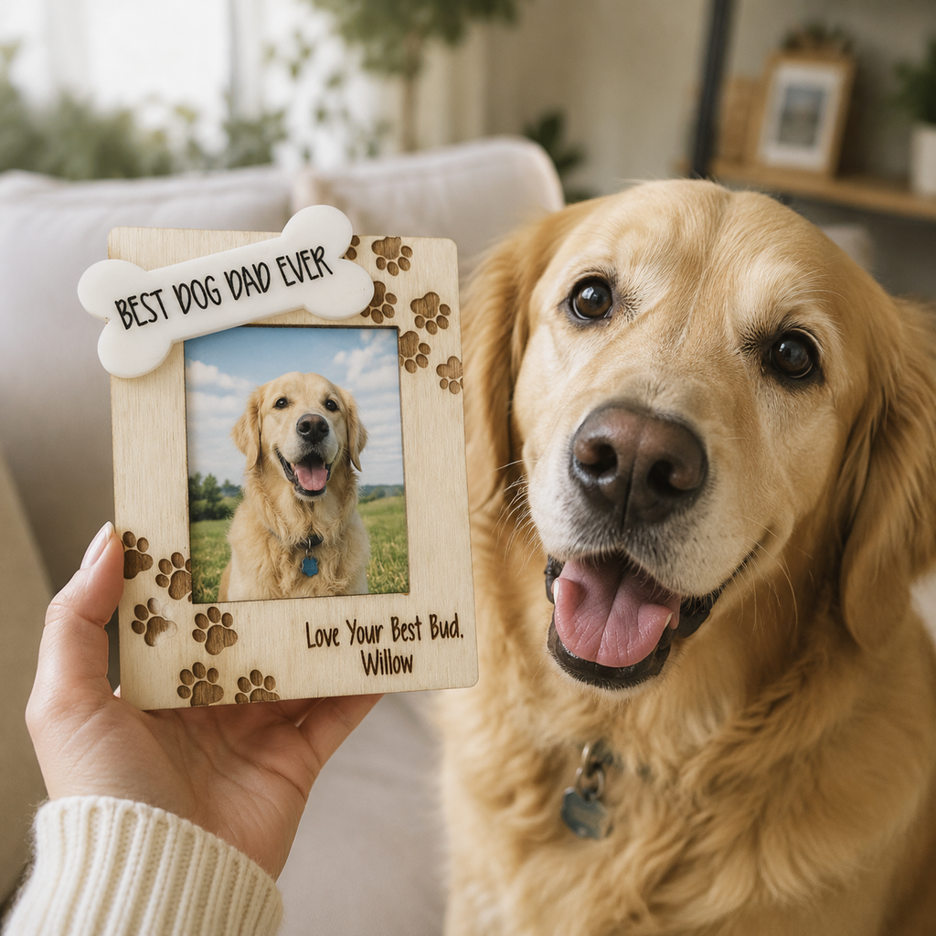 MemoryForU Dog Mom & Dad Custom Photo Frame for Car Sun Visor