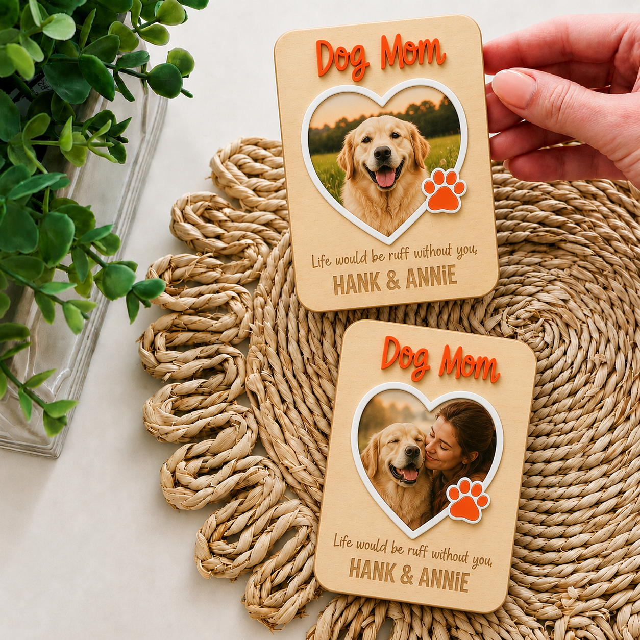 MemoryForU Guardian Pet Parent Custom Photo Frame for Car Sun Visor