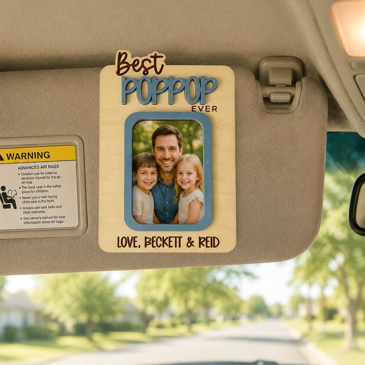 MemoryForU Treasured Best PopPop Custom Photo Frame for Car Sun Visor