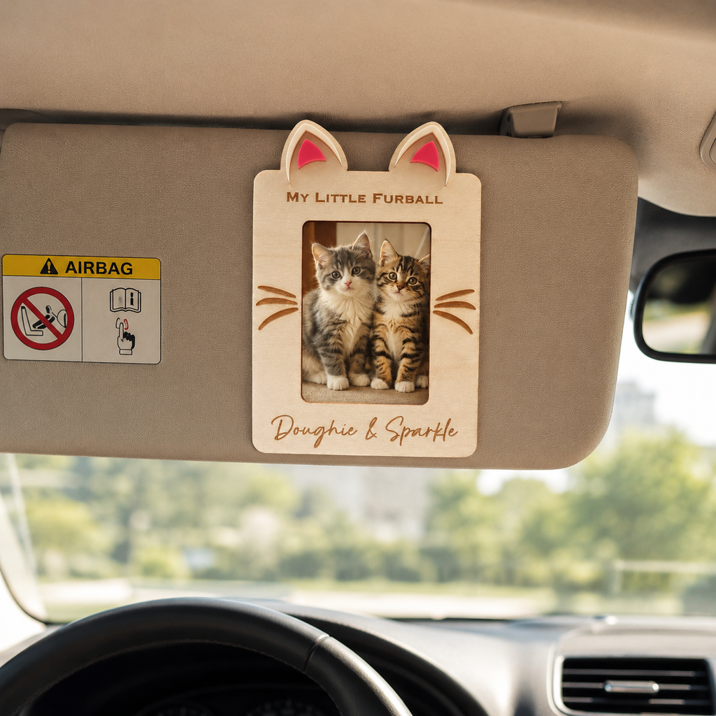 MemoryForU Treasured Cat Lover Custom Photo Frame for Car Sun Visor