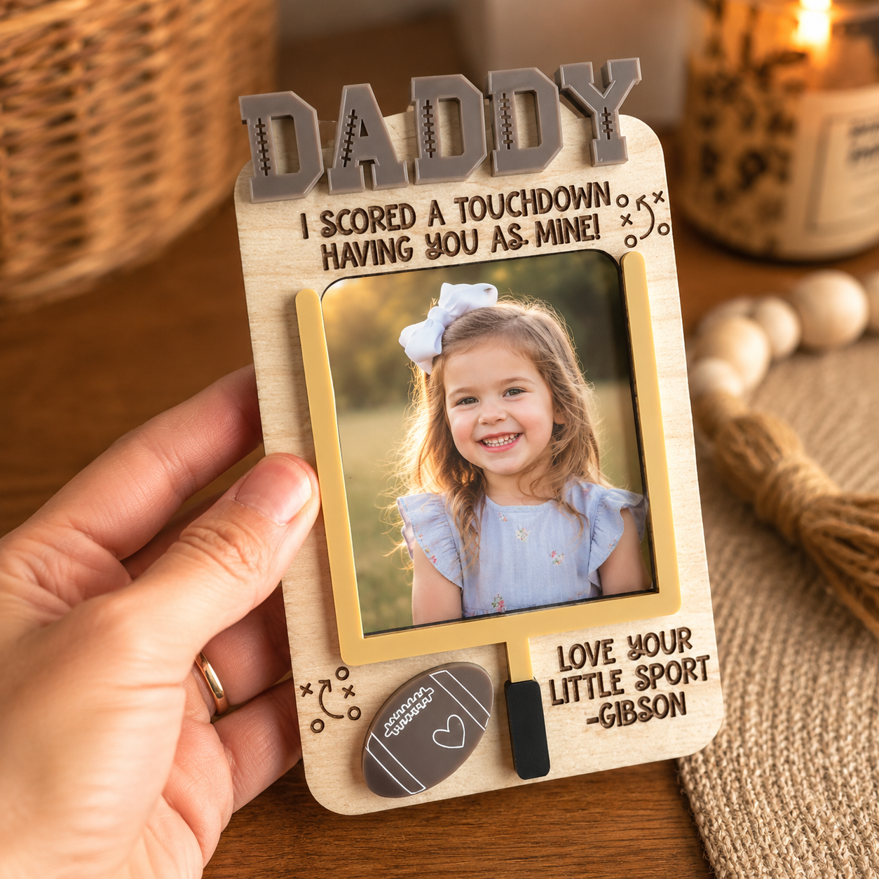 MemoryForU Treasured Football Custom Photo Frame for Car Sun Visor