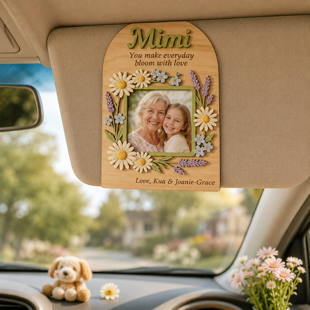 MemoryForU Custom Wooden Photo Frame for Mother's Day Gift, Floral Keepsake Decor, Personalized Nana Gift, Grandma Birth Flower Plaque