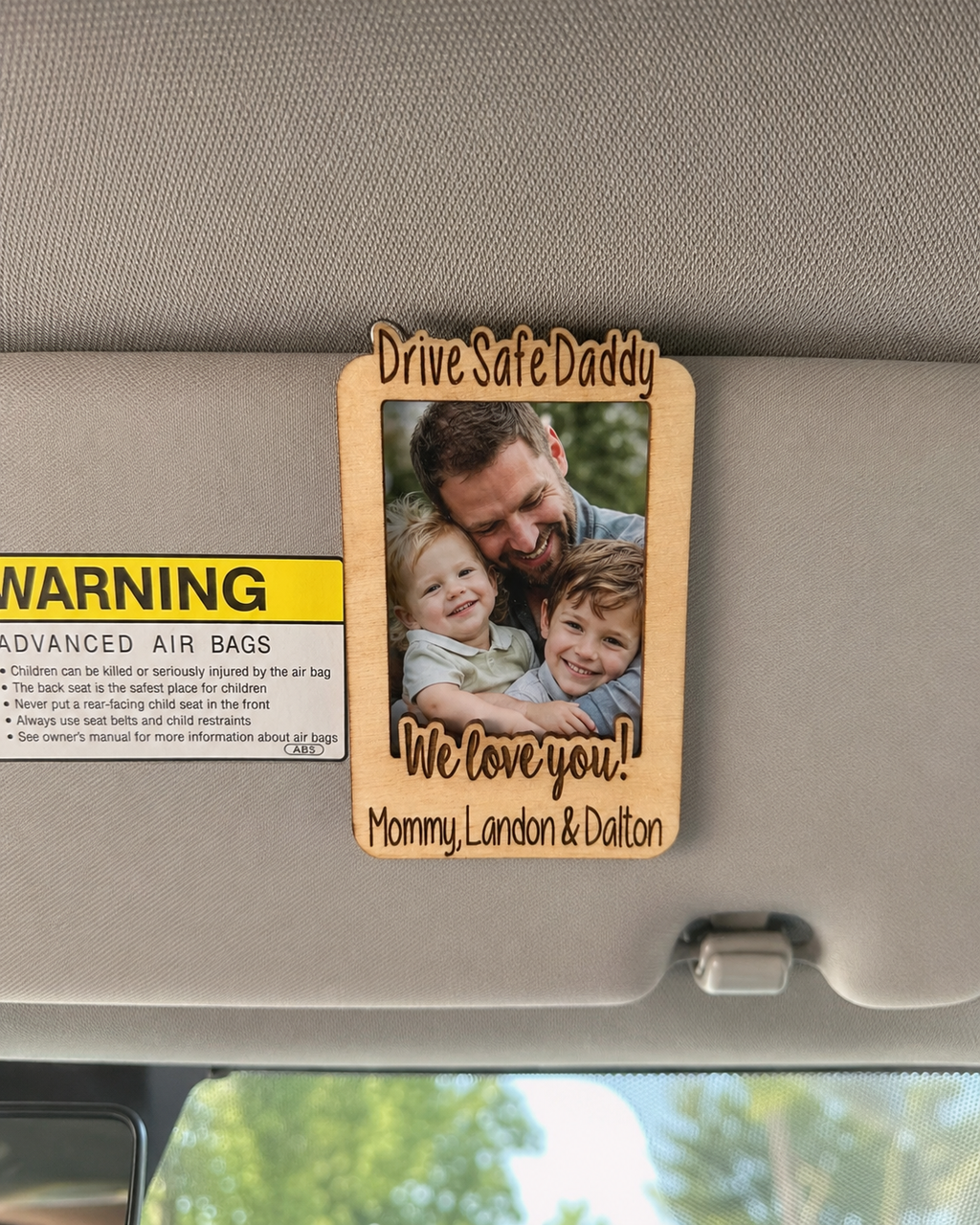 MemoryForU Loved Drive Safe Custom Photo Frame for Car Sun Visor