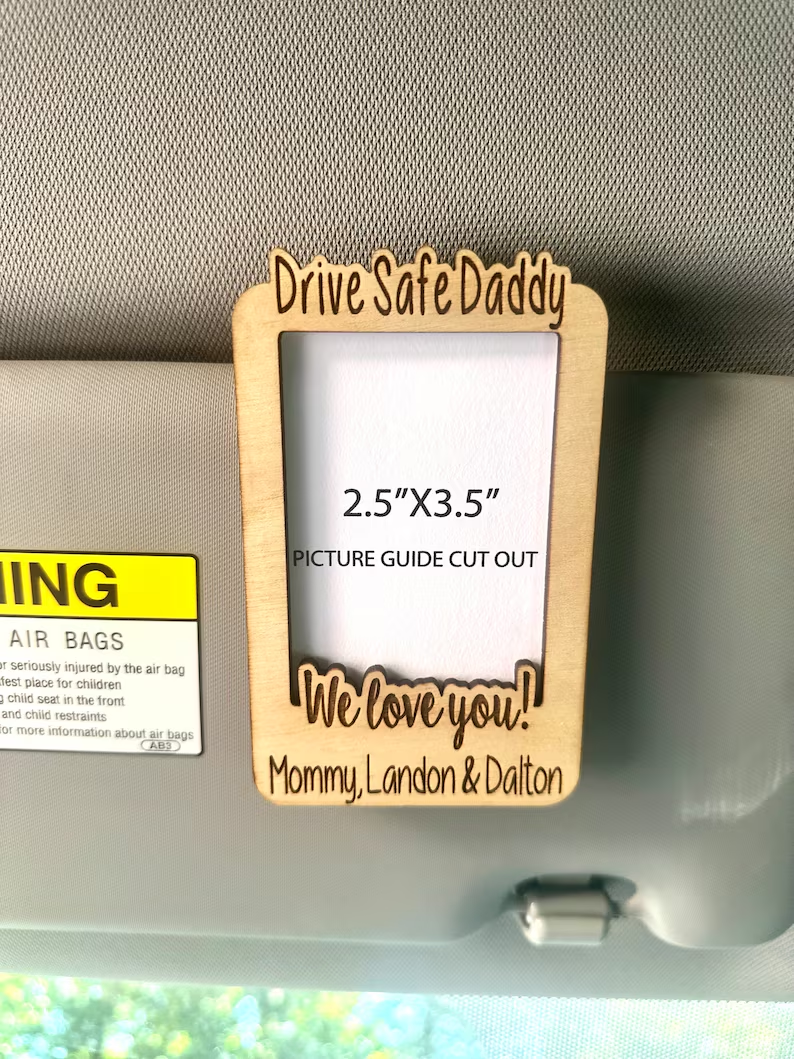 MemoryForU Loved Drive Safe Custom Photo Frame for Car Sun Visor