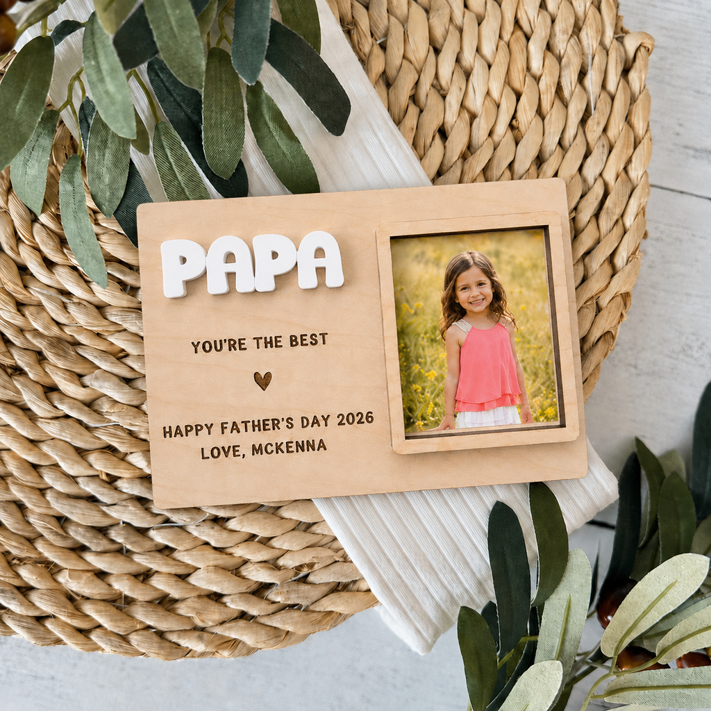 MemoryForU Personalized Wooden Photo Frame – Father’s Day & Birthday Gift