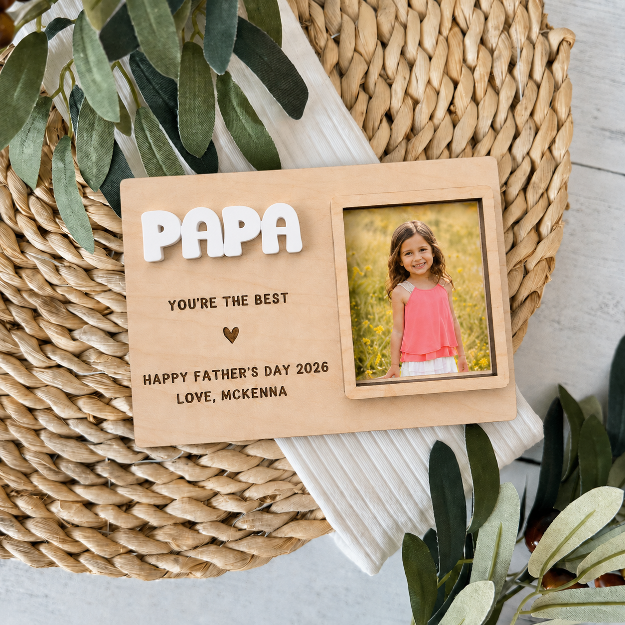 MemoryForU Personalized Wooden Photo Frame – Father’s Day & Birthday Gift