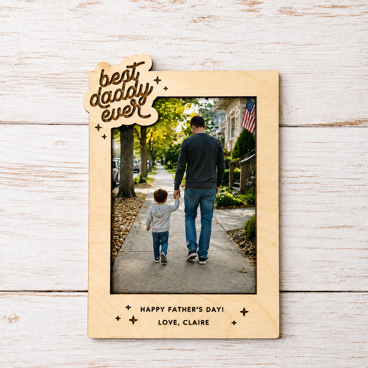 MemoryForU Personalized Wooden Photo Frame –  Birthday Lucky Star Gift