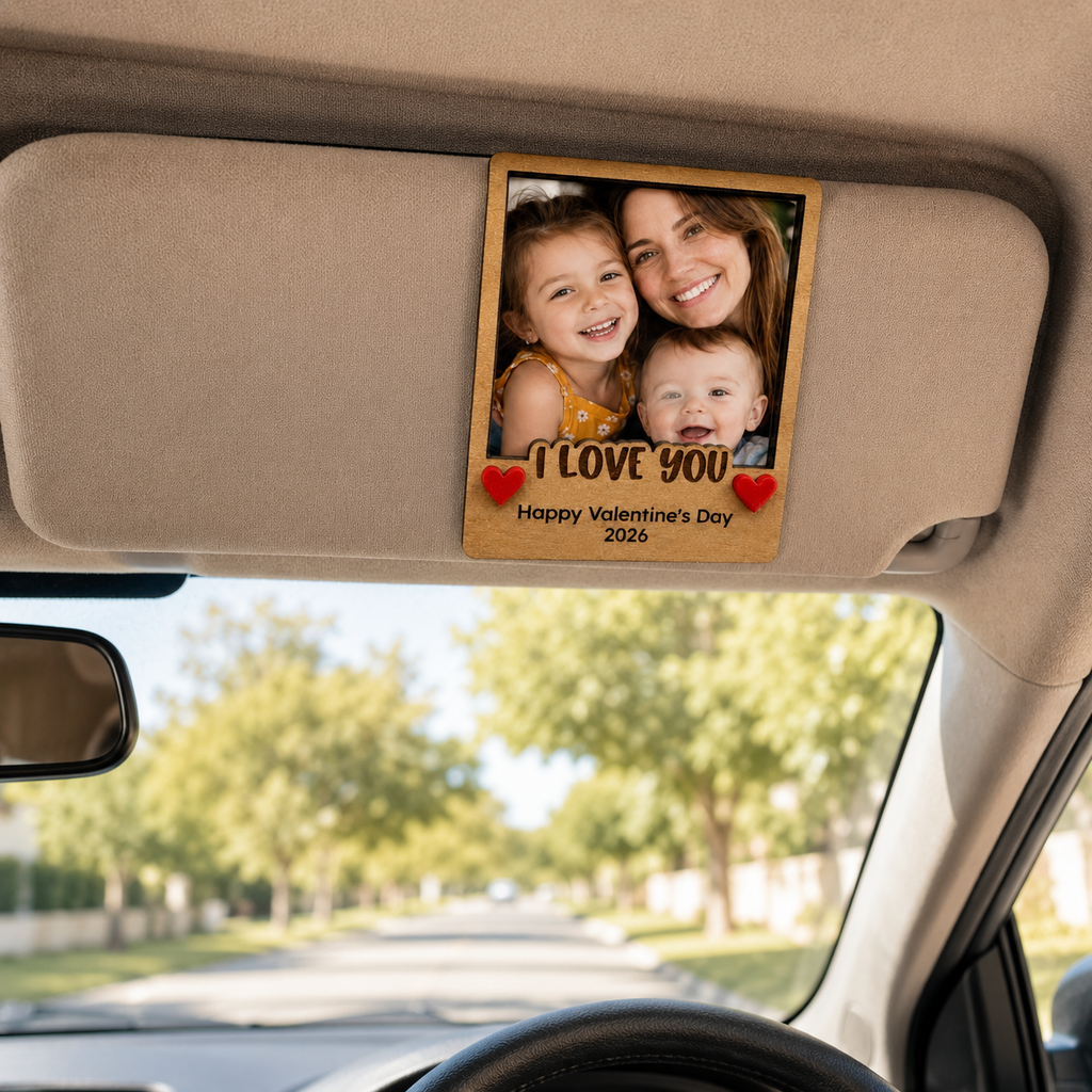 MemoryForU Treasured I Love You Custom Photo Frame for Car Sun Visor