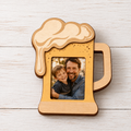 MemoryForU Personalized Daddy Wooden Photo Frame with Beer Mug Design, Custom Father’s Day Picture Keepsake, Fun Gift for Dad