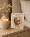 MemoryForU Personalized Grandma Wooden Photo Frame, Floral Custom Picture Keepsake, Gift for Grandma from Grandkids