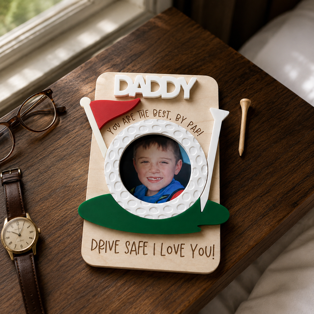 MemoryForU Drive Safe Golf Dad Custom Photo Frame for Car Sun Visor