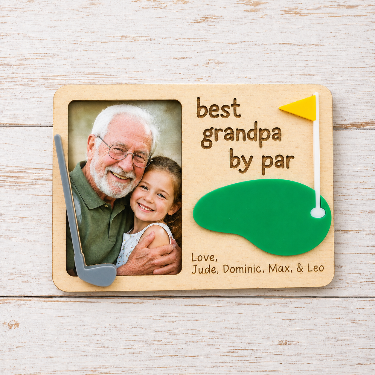 MemoryForU Father’s Day Picture Frame, Personalized Custom wooden Photo Frame, Gift for Dad Grandpa Papa, golf photo frame