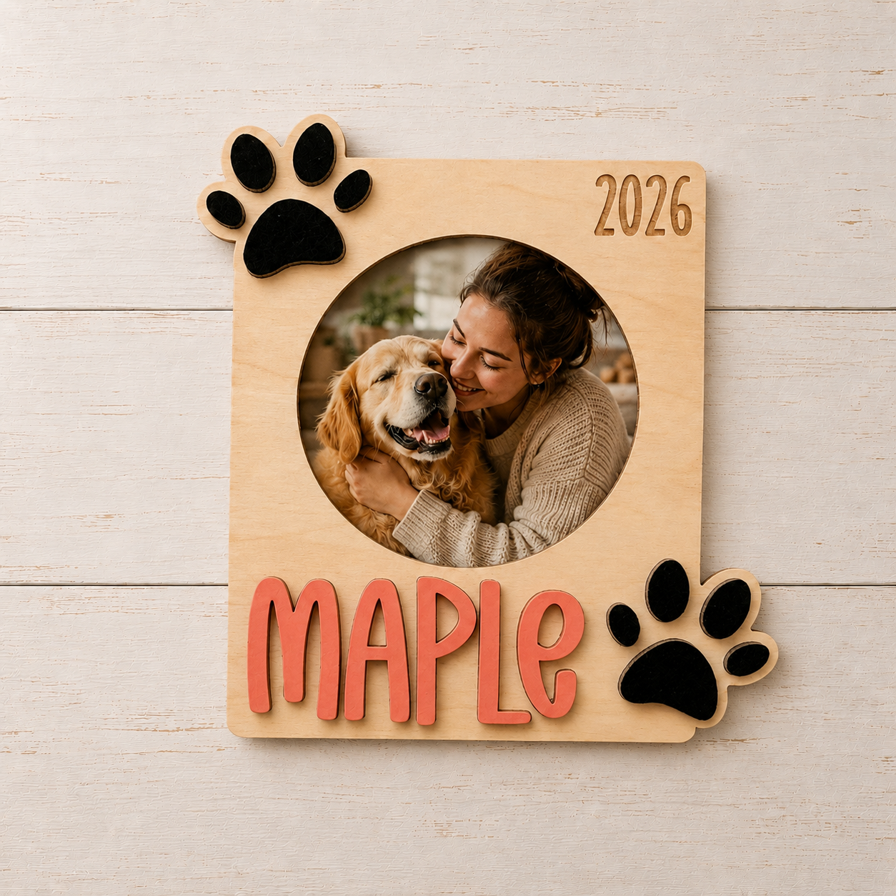 MemoryForU Guardian Paw Custom Year Photo Frame for Car Sun Visor