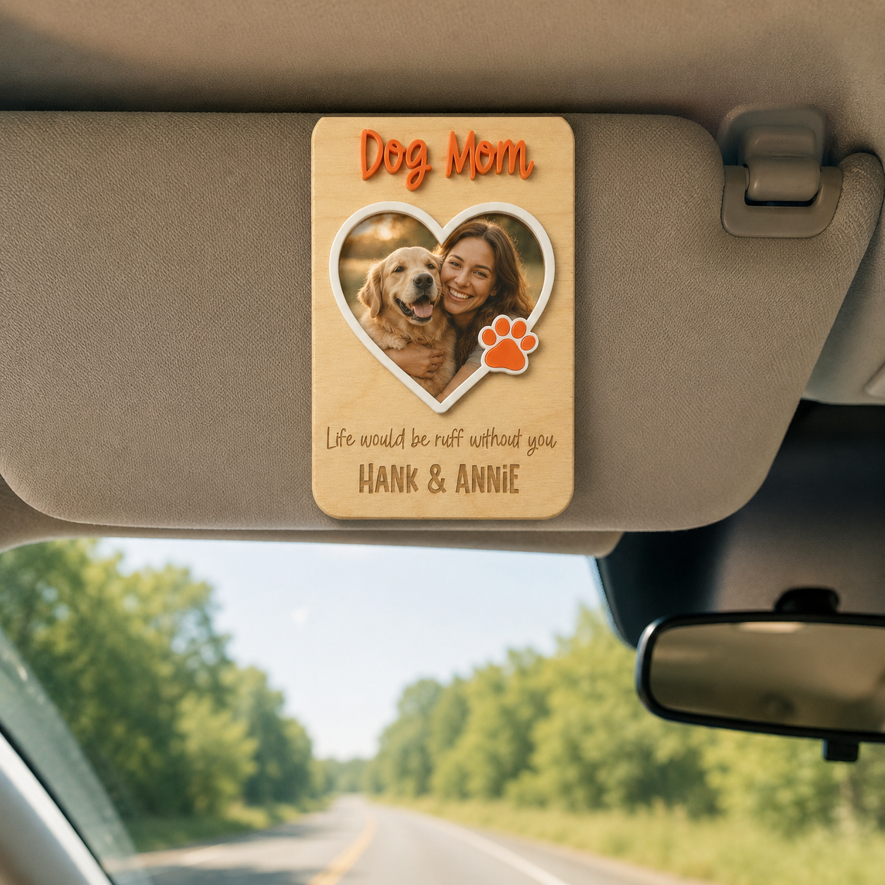MemoryForU Guardian Pet Parent Custom Photo Frame for Car Sun Visor
