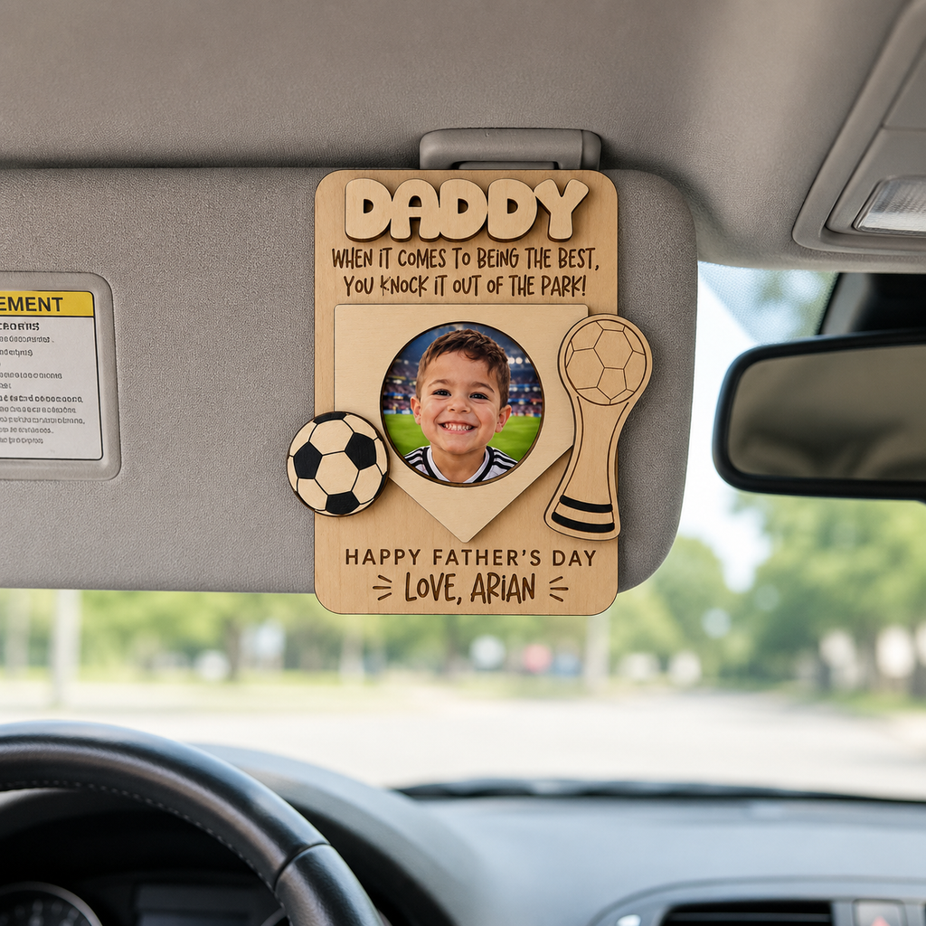 MemoryForU Champion World Cup Custom Wooden Photo Frame for Car Sun Visor