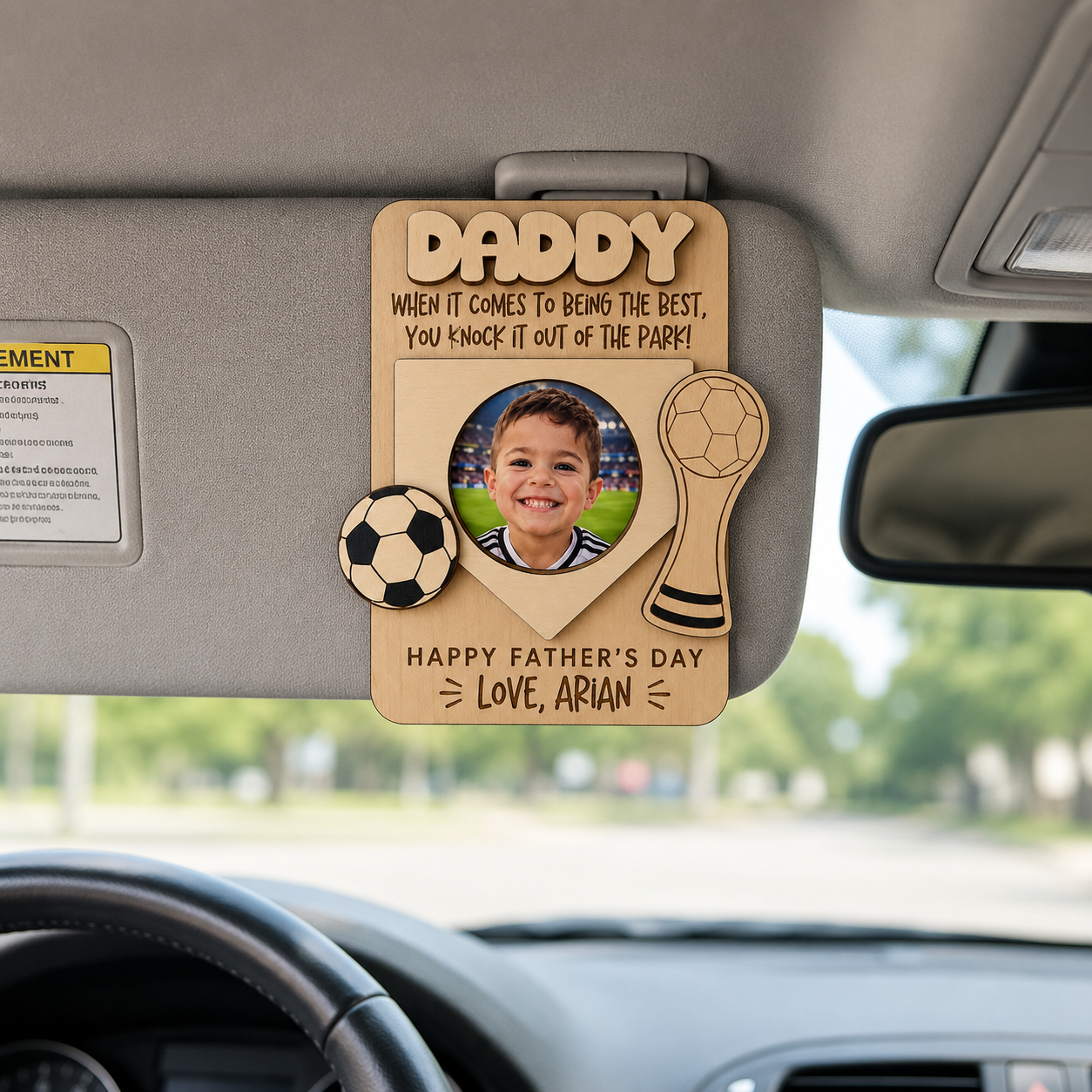 MemoryForU Champion World Cup Custom Wooden Photo Frame for Car Sun Visor