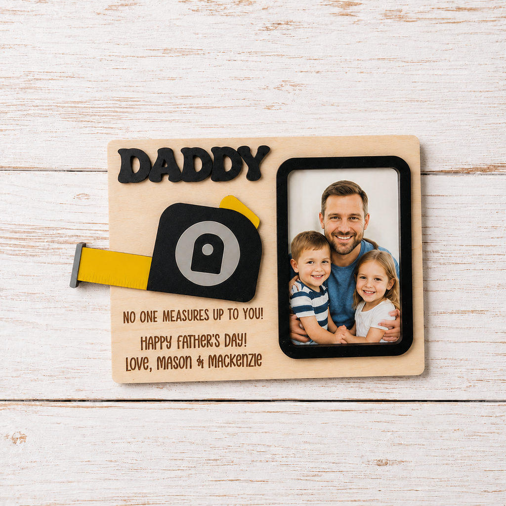 MemoryForU Father's Day  Photo Frame With Strap | Father's Day Gift | Gift for Dad | Gift for Grandpa | Photo Frame | Photo Ruler | Personalized Gift