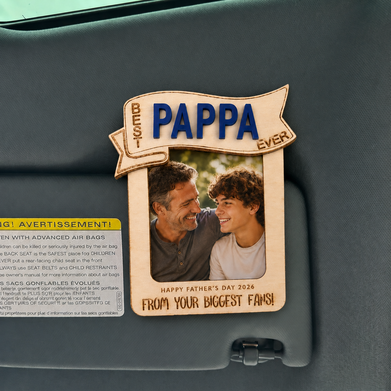 MemoryForU Drive Safe Best Dad Custom Photo Frame for Car Sun Visor