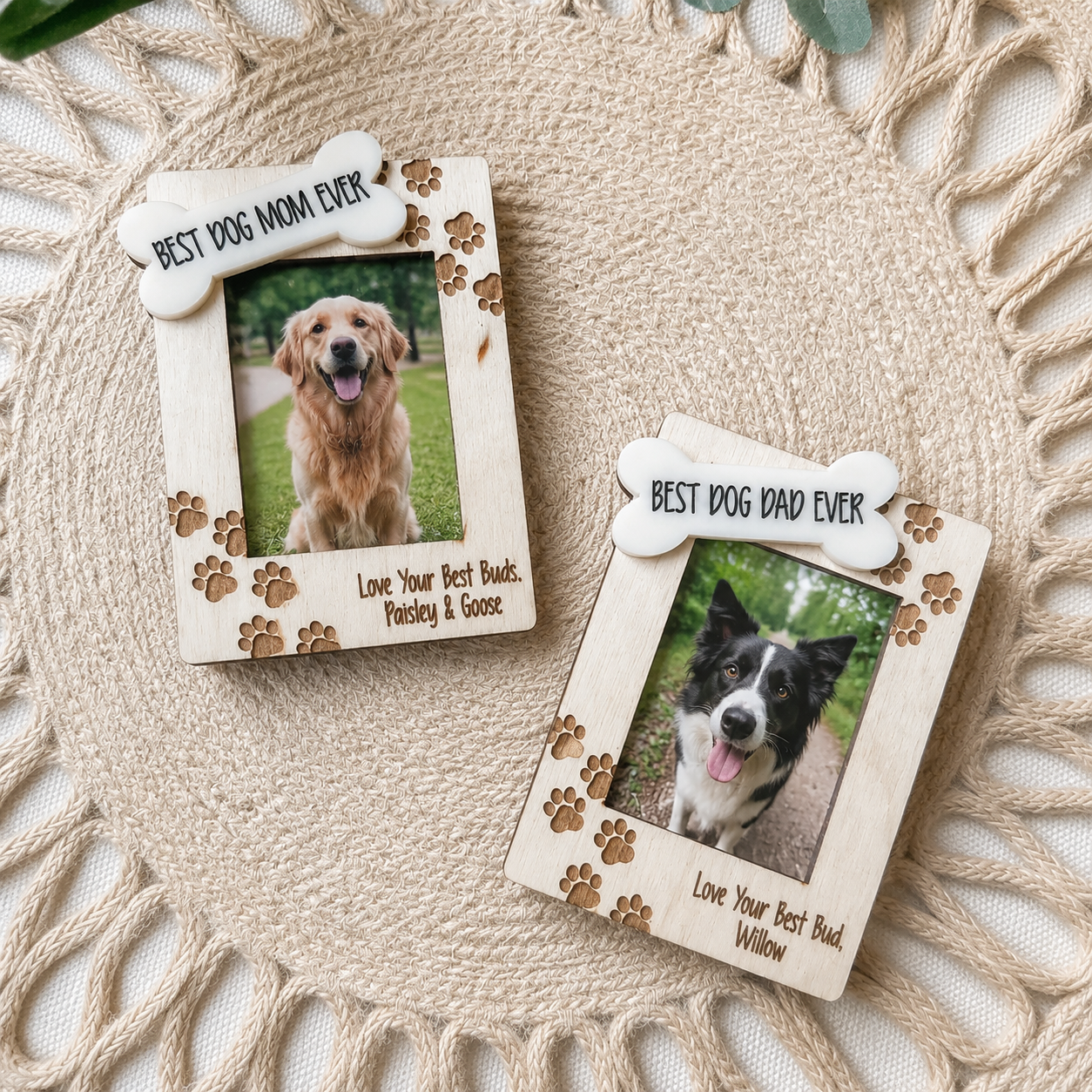 MemoryForU Dog Mom & Dad Custom Photo Frame for Car Sun Visor