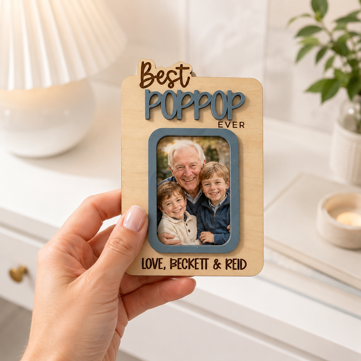 MemoryForU Treasured Best PopPop Custom Photo Frame for Car Sun Visor