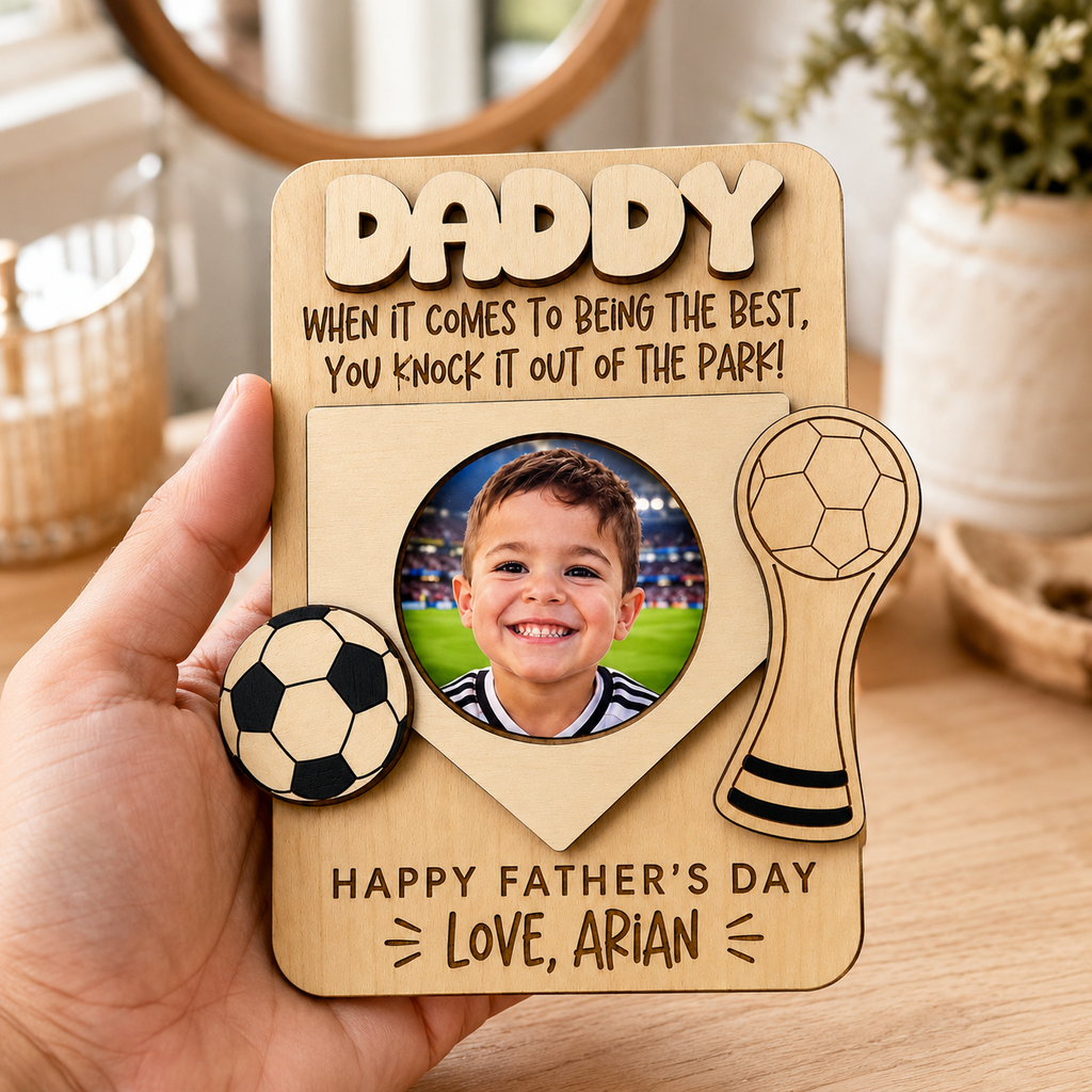 MemoryForU Champion World Cup Custom Wooden Photo Frame for Car Sun Visor
