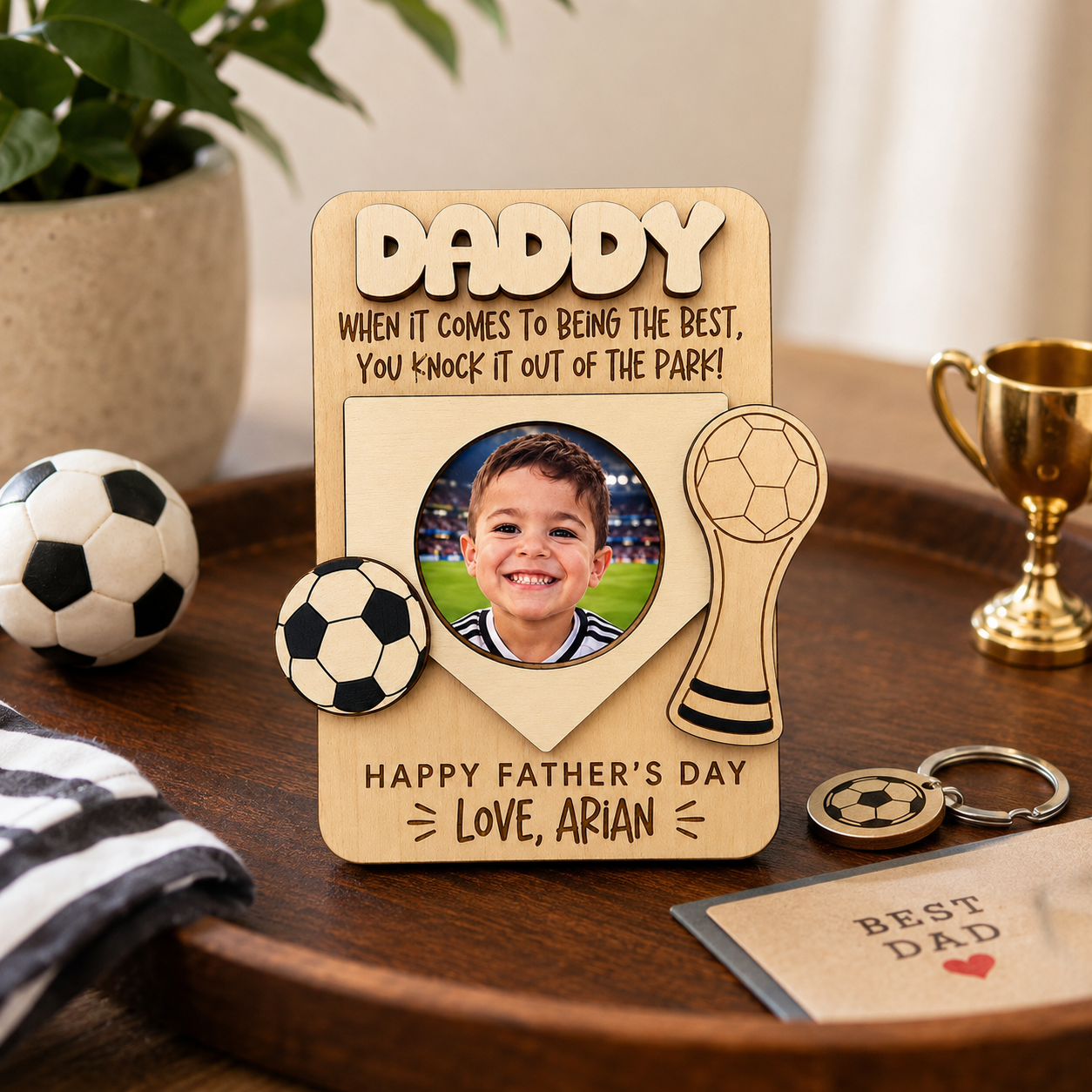 MemoryForU Champion World Cup Custom Wooden Photo Frame for Car Sun Visor